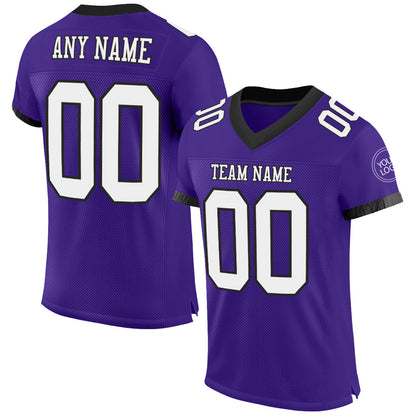 Custom Purple White-Black Mesh Authentic Football Jersey - Sky-Custom