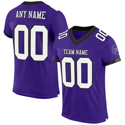 Custom Purple White-Black Mesh Authentic Football Jersey - Sky-Custom