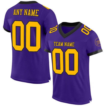 Custom Purple Gold-Black Mesh Authentic Football Jersey - Sky-Custom