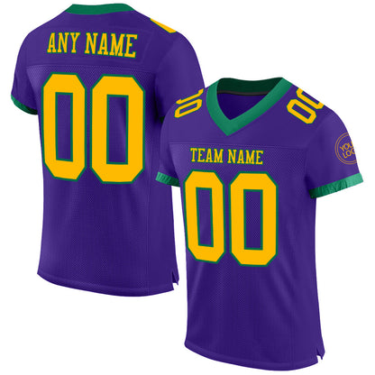 Custom Purple Gold-Kelly Green Mesh Authentic Football Jersey - Sky-Custom