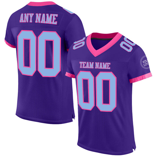 Custom Purple Light Blue-Pink Mesh Authentic Football Jersey - Sky-Custom