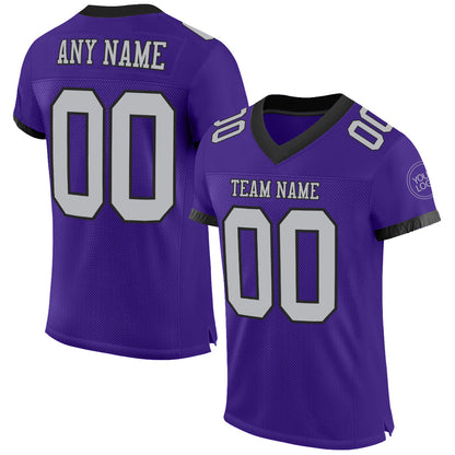 Custom Purple Gray-Black Mesh Authentic Football Jersey - Sky-Custom