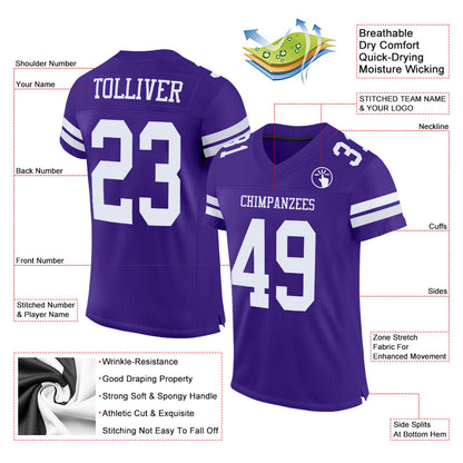 Custom Purple White Mesh Authentic Football Jersey - Sky-Custom