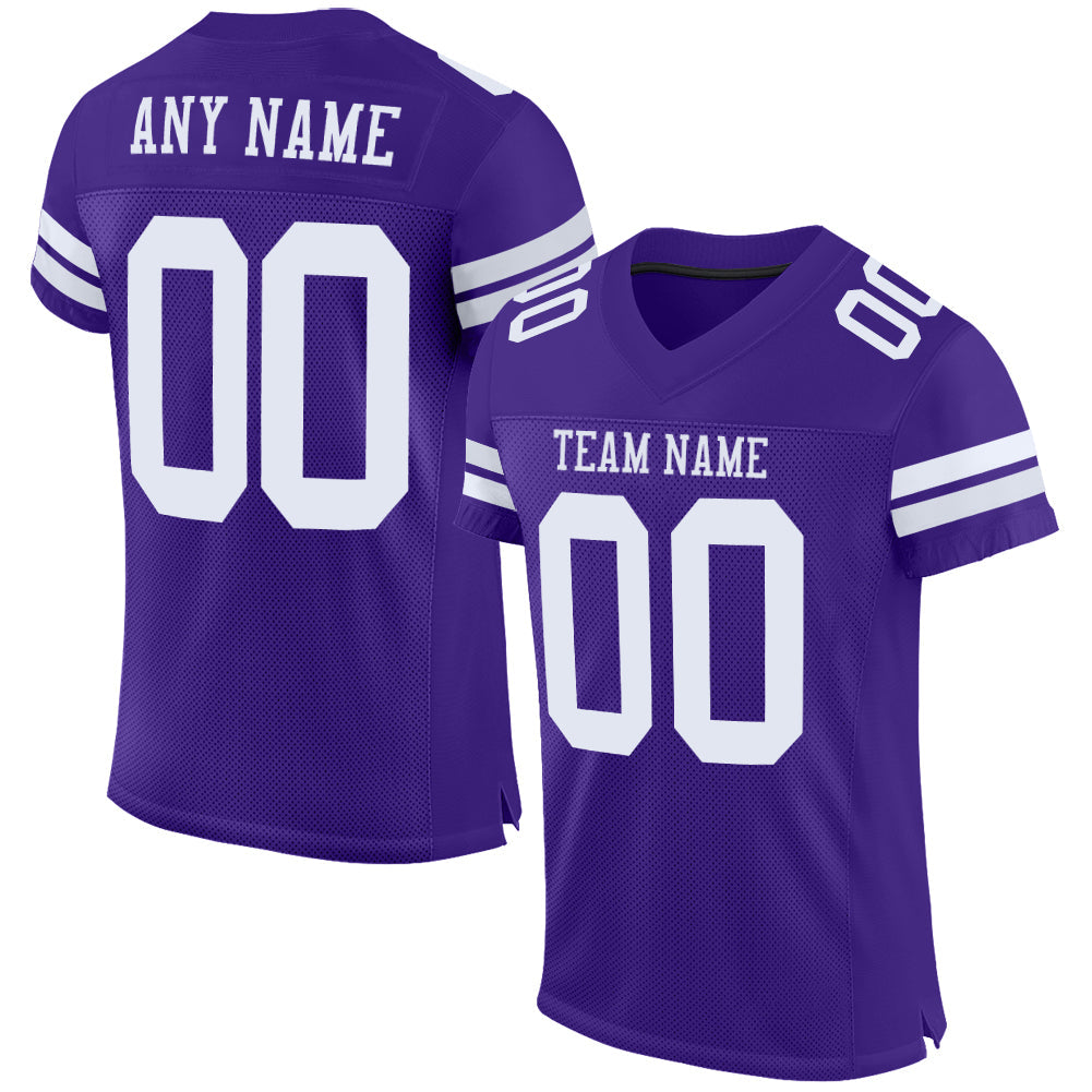 Custom Purple White Mesh Authentic Football Jersey - Sky-Custom