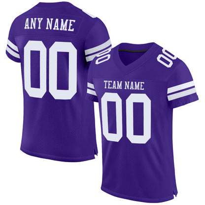 Custom Purple White Mesh Authentic Football Jersey - Sky-Custom