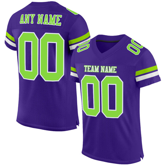 Custom Purple Neon Green-White Mesh Authentic Football Jersey - Sky-Custom