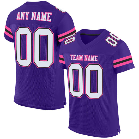 Custom Purple White Black-Pink Mesh Authentic Football Jersey - Sky-Custom