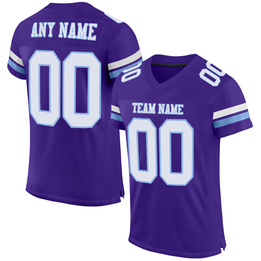 Custom Purple White-Light Blue Mesh Authentic Football Jersey - Sky-Custom