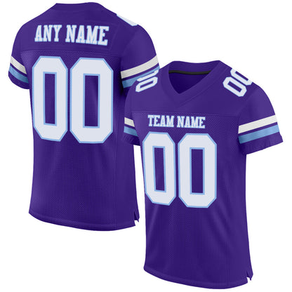 Custom Purple White-Light Blue Mesh Authentic Football Jersey - Sky-Custom