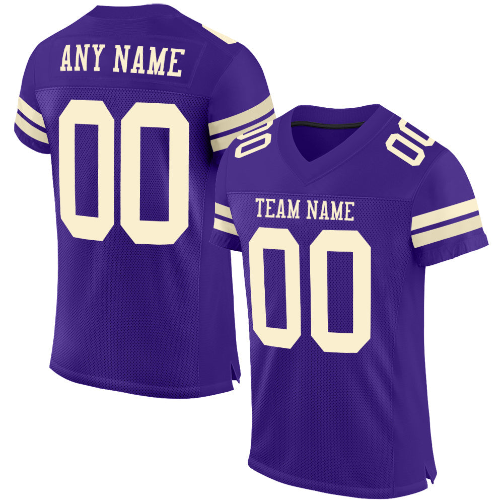 Custom Purple Cream Mesh Authentic Football Jersey - Sky-Custom