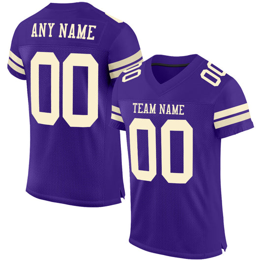 Custom Purple Cream Mesh Authentic Football Jersey - Sky-Custom