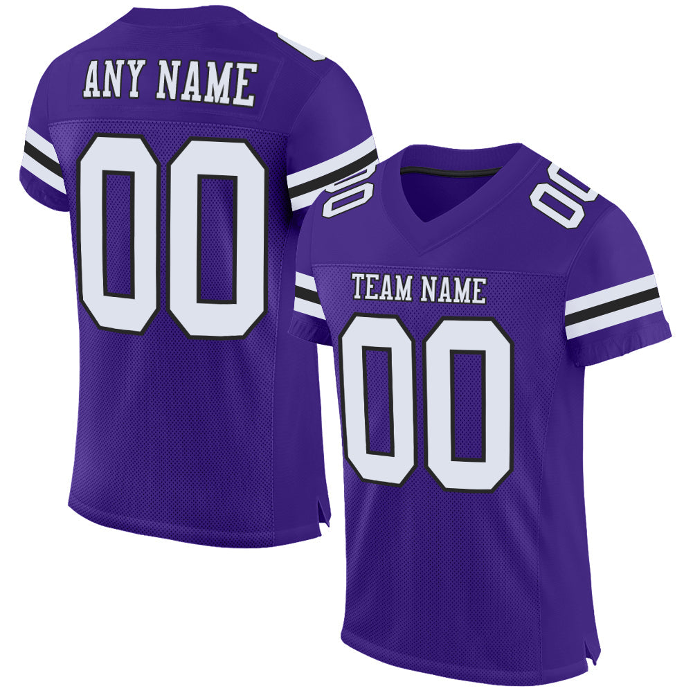 Custom Purple White-Black Mesh Authentic Football Jersey - Sky-Custom