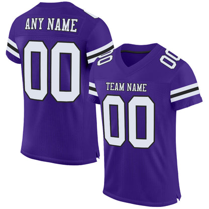 Custom Purple White-Black Mesh Authentic Football Jersey - Sky-Custom