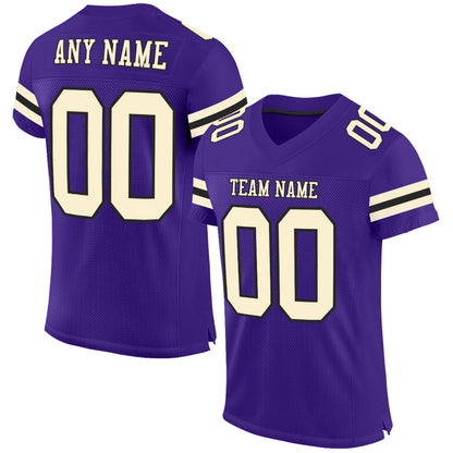 Custom Purple Cream-Black Mesh Authentic Football Jersey - Sky-Custom
