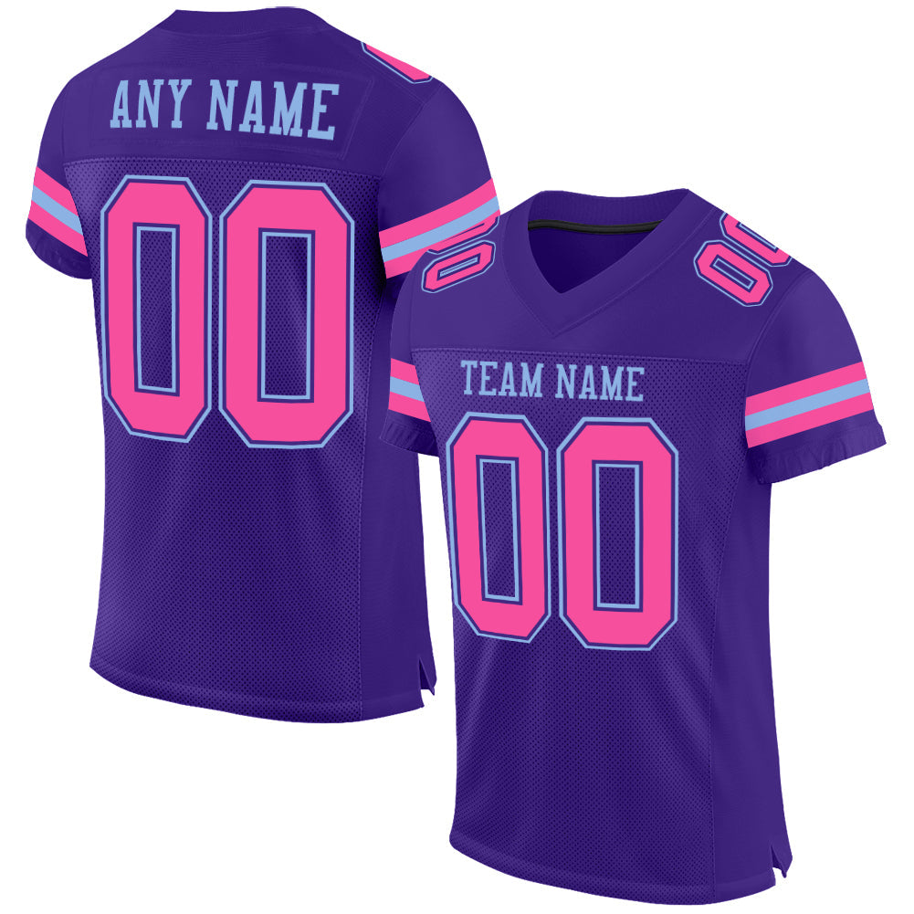Custom Purple Pink-Light Blue Mesh Authentic Football Jersey - Sky-Custom