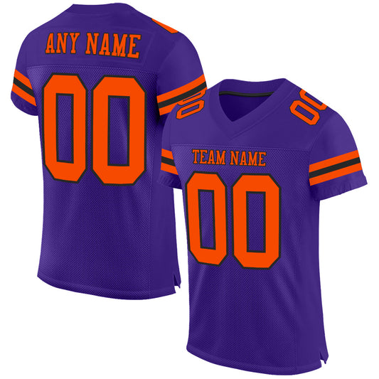 Custom Purple Orange-Black Mesh Authentic Football Jersey - Sky-Custom