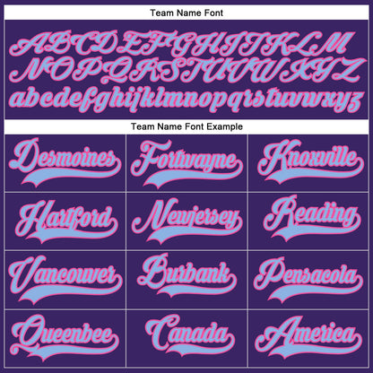 Custom Purple Light Blue-Pink Hockey Lace Neck Jersey - Sky-Custom