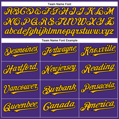 Custom Purple Black-Gold Authentic Baseball Jersey - Sky-Custom