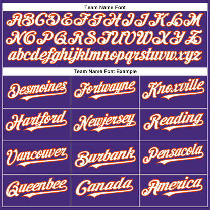 Custom Purple White-Orange Authentic Baseball Jersey - Sky-Custom