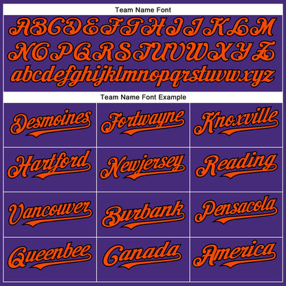 Custom Purple Black-Orange Authentic Baseball Jersey - Sky-Custom
