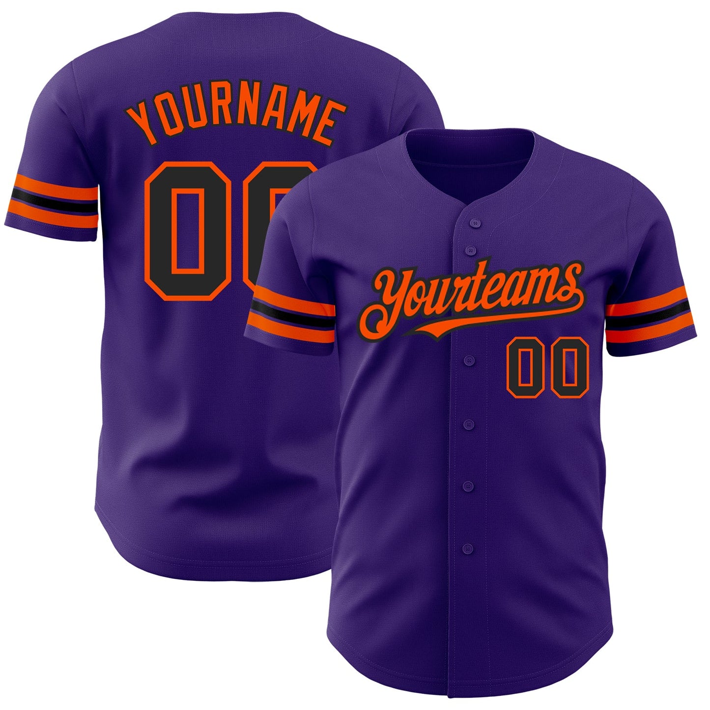 Custom Purple Black-Orange Authentic Baseball Jersey - Sky-Custom