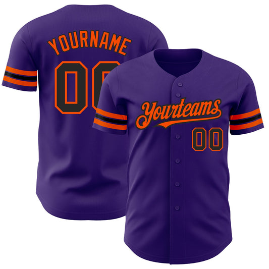 Custom Purple Black-Orange Authentic Baseball Jersey - Sky-Custom