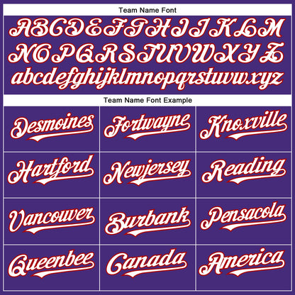Custom Purple White-Red Authentic Baseball Jersey - Sky-Custom