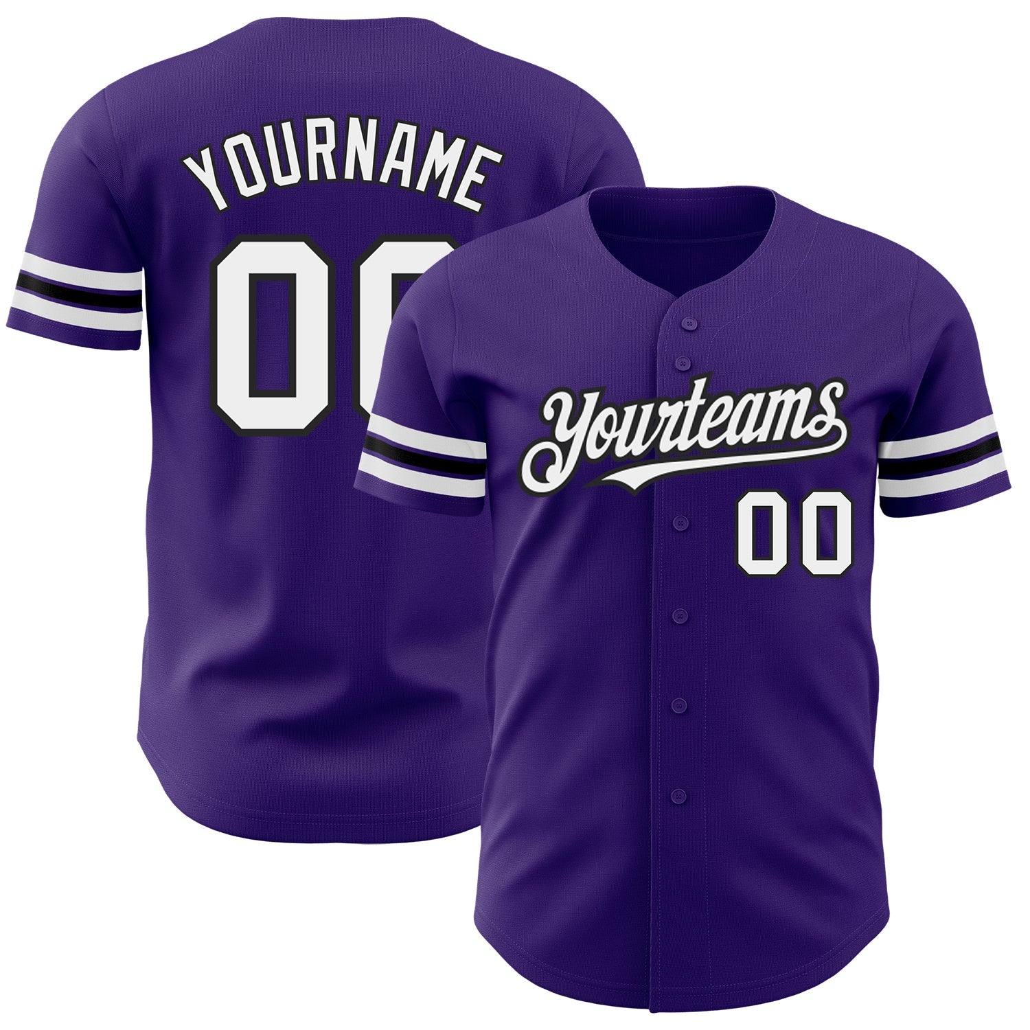 Custom Purple White-Black Authentic Baseball Jersey - Sky-Custom