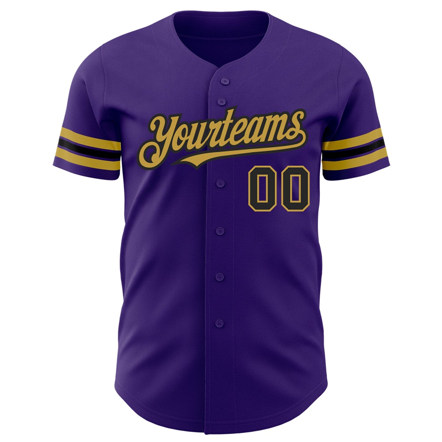 Custom Purple Black-Old Gold Authentic Baseball Jersey - Sky-Custom
