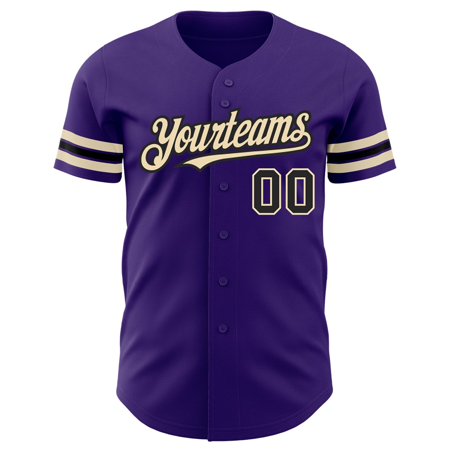 Custom Purple Black-City Cream Authentic Baseball Jersey - Sky-Custom