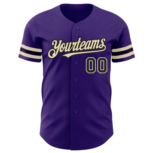 Custom Purple Black-City Cream Authentic Baseball Jersey - Sky-Custom