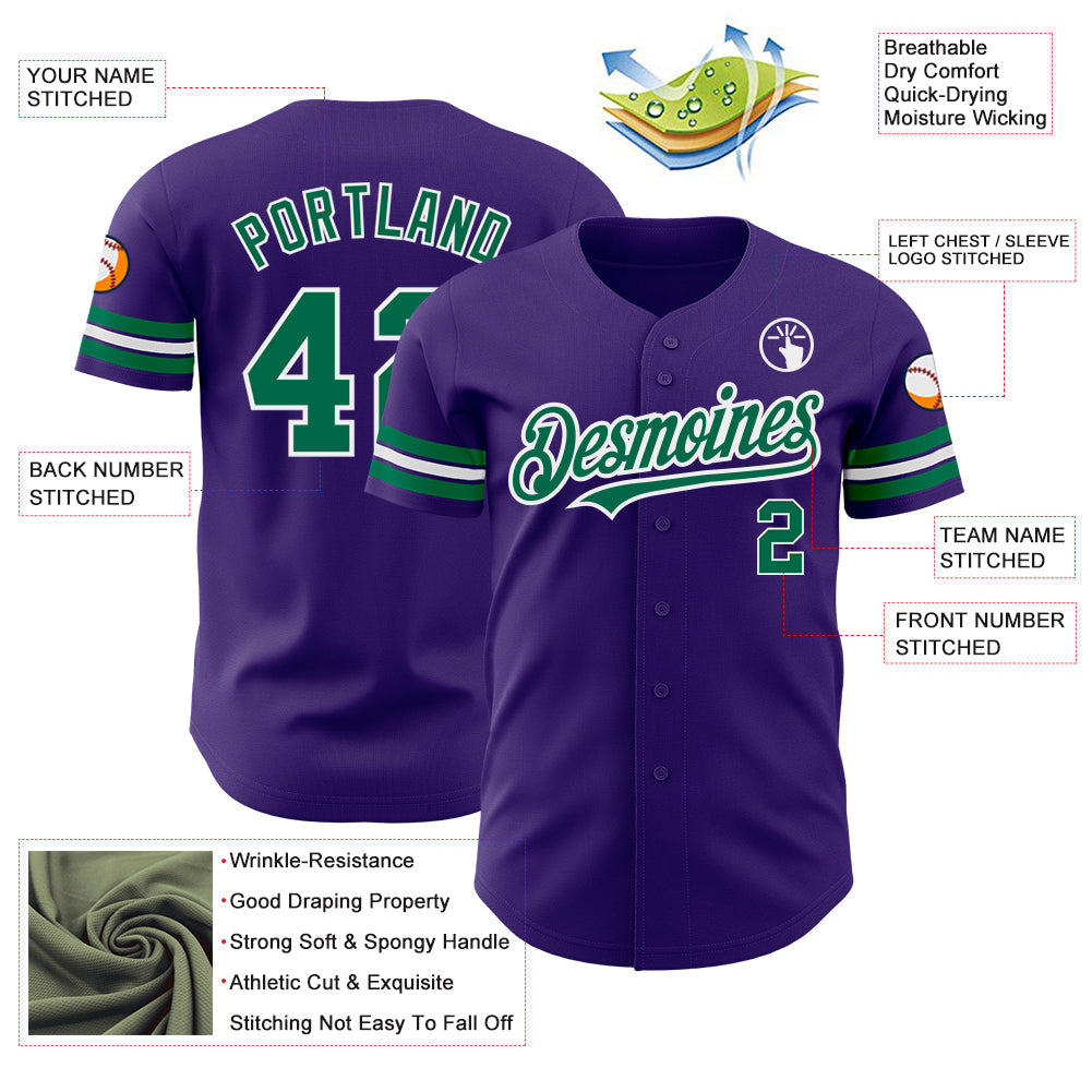 Custom Purple Kelly Green-White Authentic Baseball Jersey - Sky-Custom