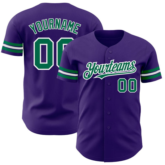 Custom Purple Kelly Green-White Authentic Baseball Jersey - Sky-Custom