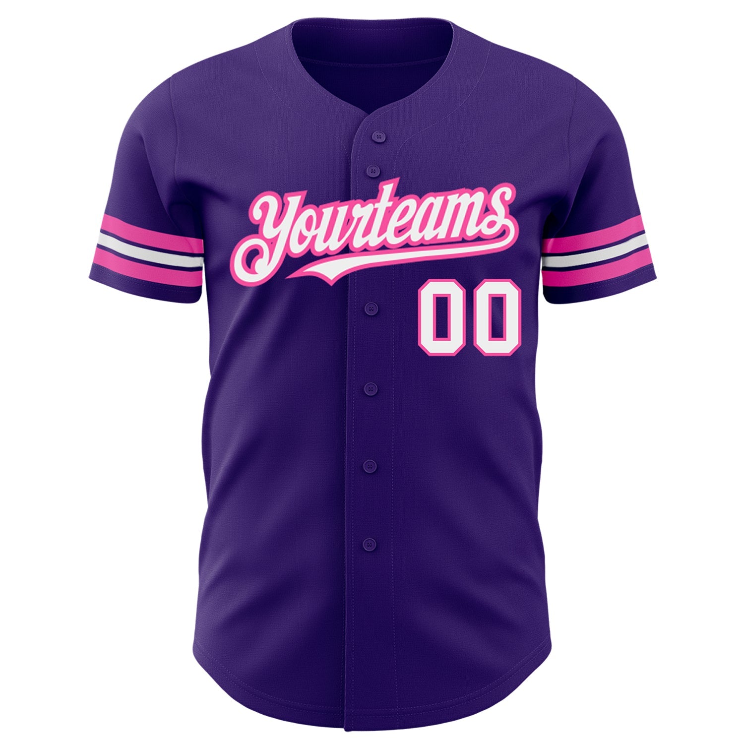 Custom Purple White-Pink Authentic Baseball Jersey - Sky-Custom