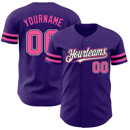 Custom Purple Pink-Black Authentic Baseball Jersey - Sky-Custom