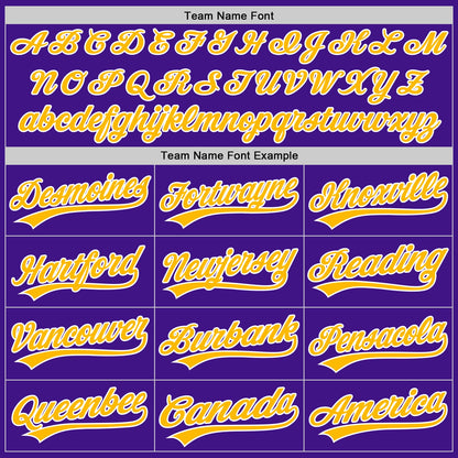 Custom Purple Gold-White Authentic Throwback Baseball Jersey - Sky-Custom