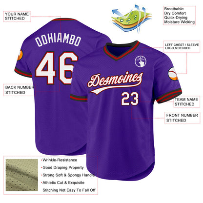 Custom Purple Red-Black Authentic Throwback Baseball Jersey - Sky-Custom
