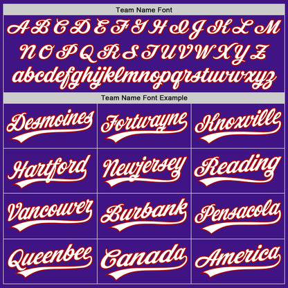 Custom Purple White-Red Authentic Throwback Baseball Jersey - Sky-Custom