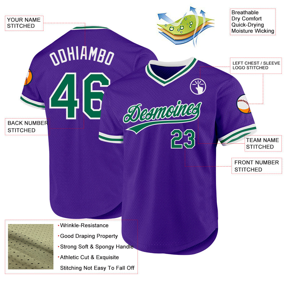 Custom Purple Kelly Green-White Authentic Throwback Baseball Jersey - Sky-Custom