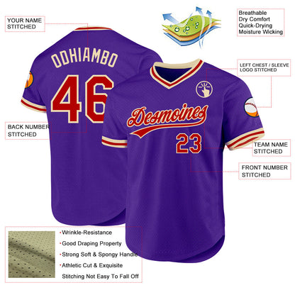 Custom Purple Red-Cream Authentic Throwback Baseball Jersey - Sky-Custom