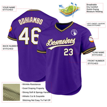 Custom Purple Old Gold-Black Authentic Throwback Baseball Jersey - Sky-Custom