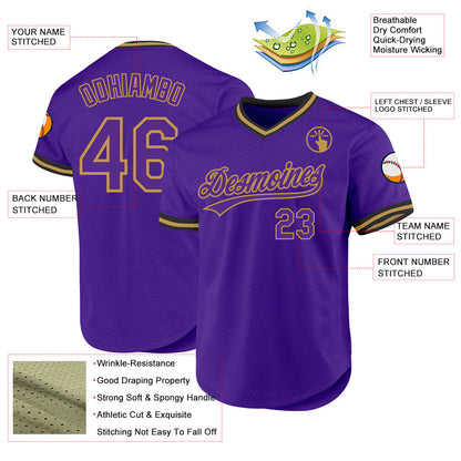 Custom Purple Old Gold-Black Authentic Throwback Baseball Jersey - Sky-Custom