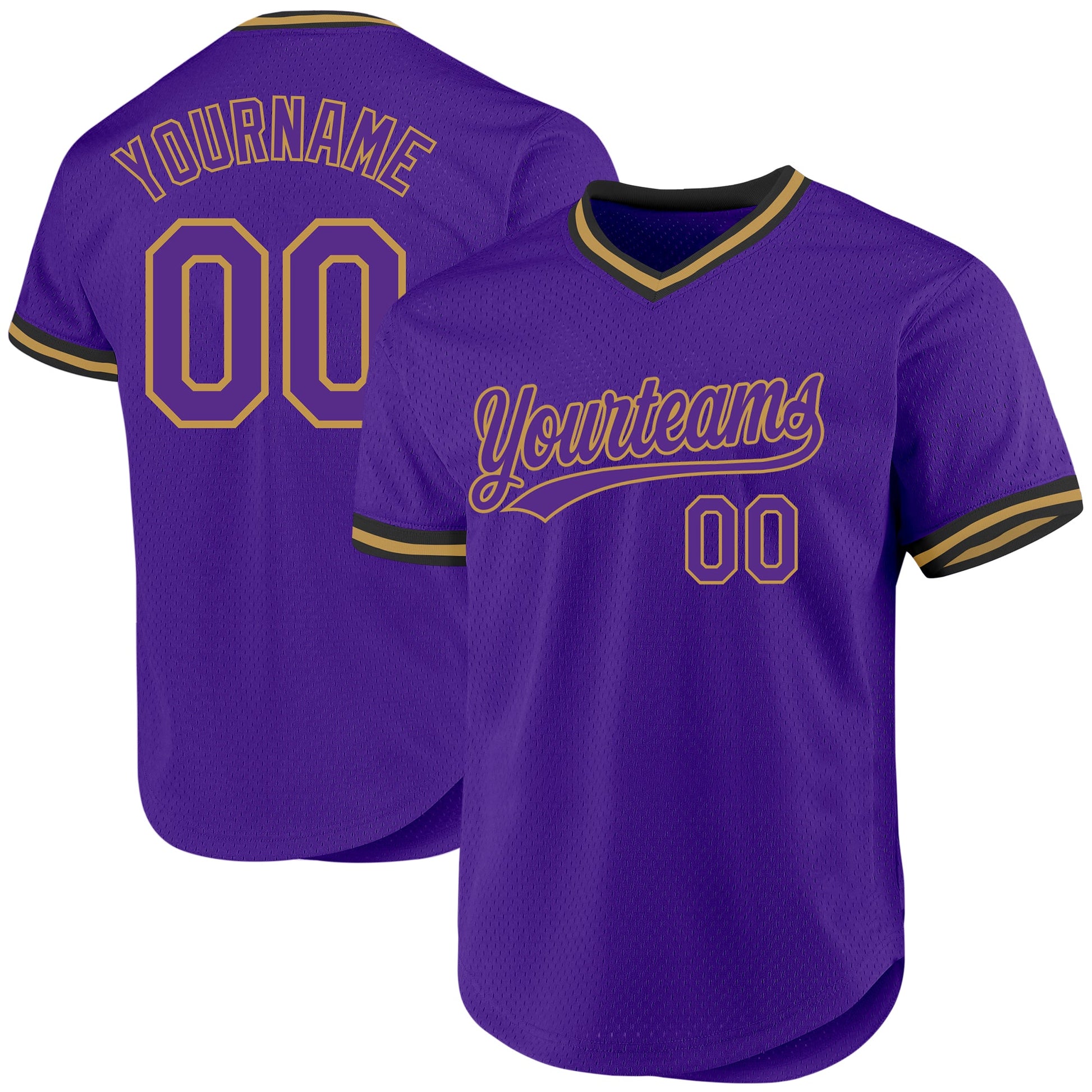 Custom Purple Old Gold-Black Authentic Throwback Baseball Jersey - Sky-Custom