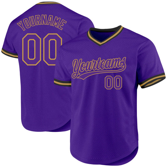 Custom Purple Old Gold-Black Authentic Throwback Baseball Jersey - Sky-Custom