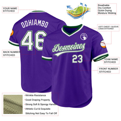 Custom Purple Green-Gray Authentic Throwback Baseball Jersey - Sky-Custom