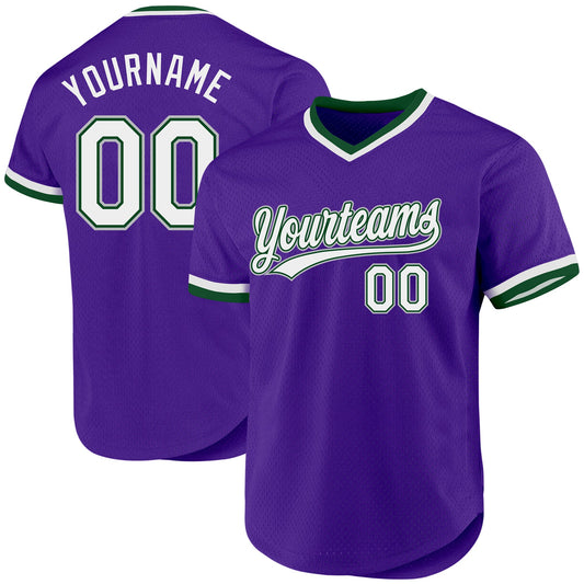 Custom Purple Green-Gray Authentic Throwback Baseball Jersey - Sky-Custom