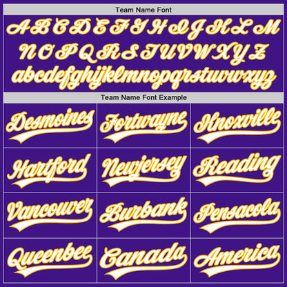 Custom Purple White-Gold Authentic Throwback Baseball Jersey - Sky-Custom