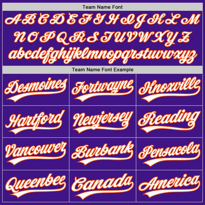 Custom Purple White-Orange Authentic Throwback Baseball Jersey - Sky-Custom