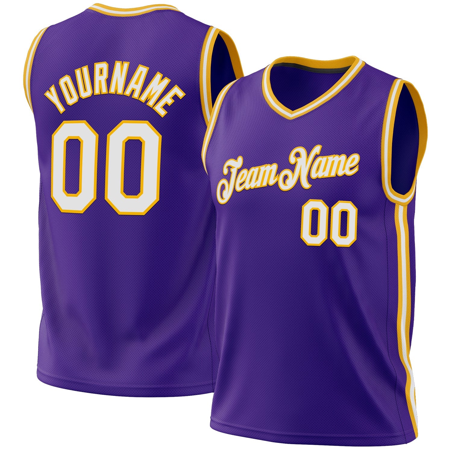 Custom Purple White-Gold Authentic Throwback Basketball Jersey - Sky-Custom