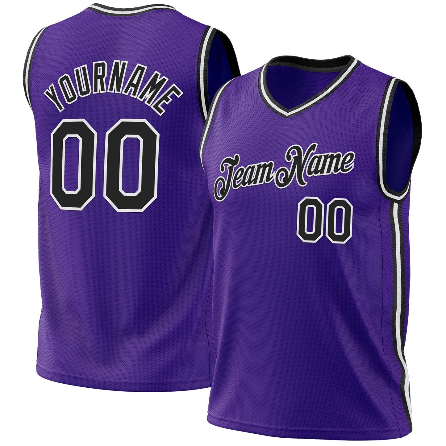 Custom Purple Black-White Authentic Throwback Basketball Jersey - Sky-Custom